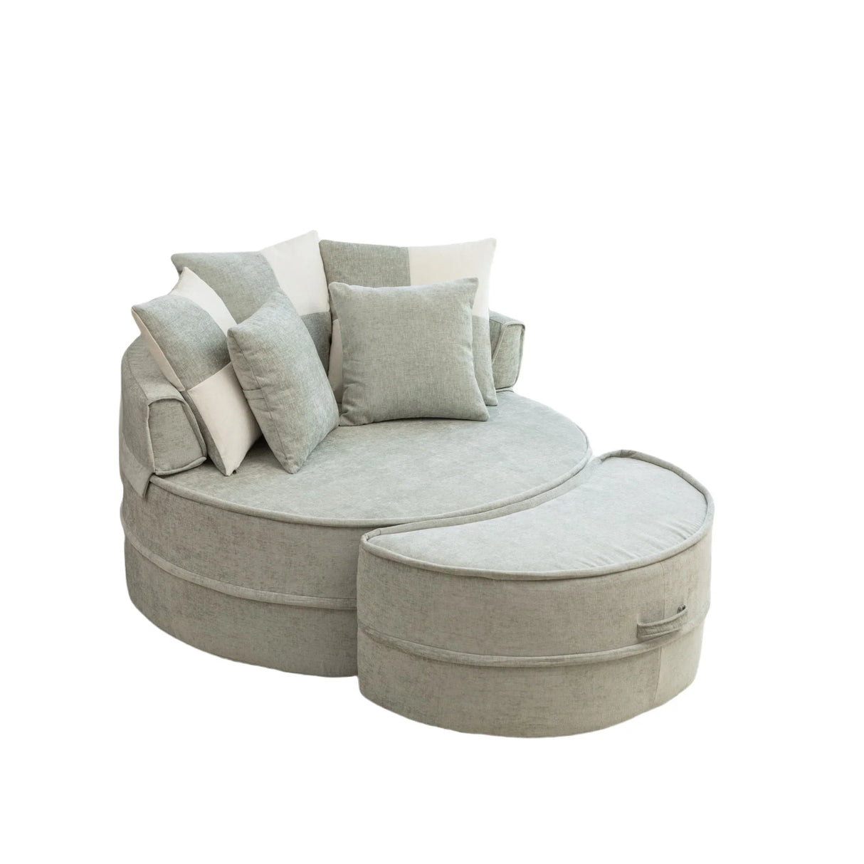 Modern Oversized Round Barrel Accent Chair With Ottoman - Furniture Home Direct