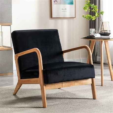 Classic Mid-Century Modern Accent Chairs, Open Framed Armchair With Cushioning - Furniture Home Direct