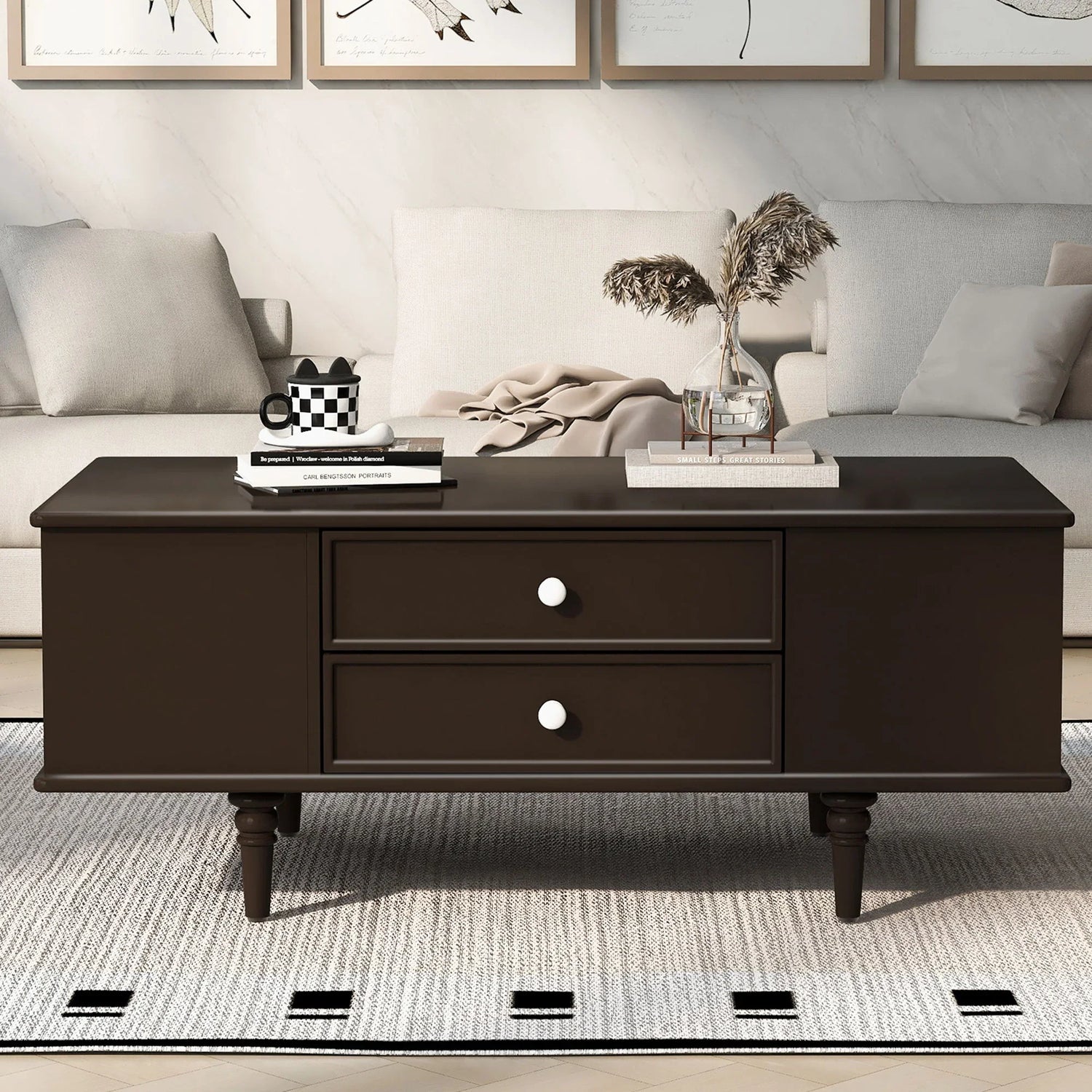 Modern Rectangle Coffee Table With Four Drawers - Furniture Home Direct