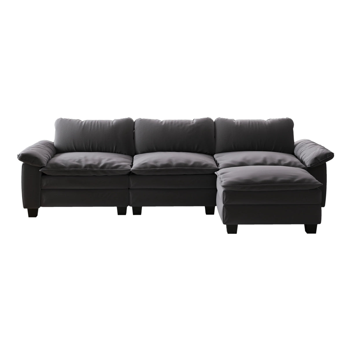 Sectional Sofa with Chaise Velvet Upholstery Premium Grey - Furniture Home Direct