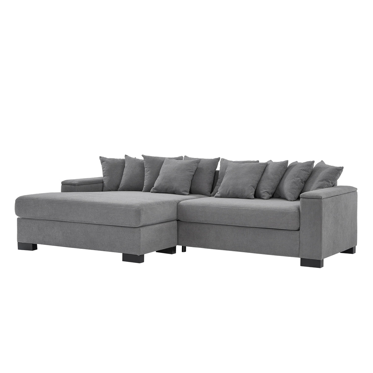 111 Inch Luxury Sectional With Convertible Chaise Grey - Furniture Home Direct