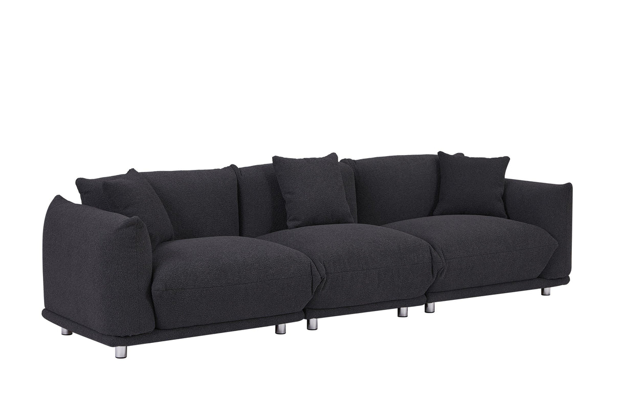 Sherpa Sofa With Metal Legs and 3 Pillows - Furniture Home Direct