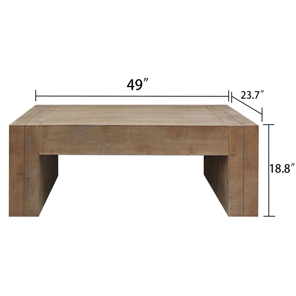 Rustic Wood Coffee Table Modern Farmhouse Rectangular Table For Living Room - Natural / Natural Multi / Natural Wood / Natural / Rustic - Furniture Home Direct