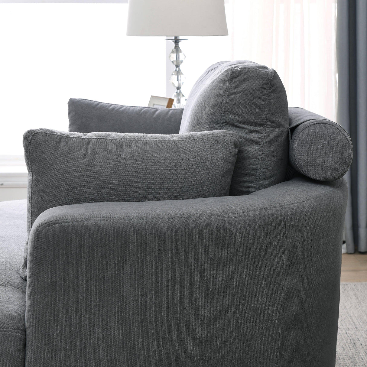 Linen Barrel Swivel Chair With Storage Ottoman - Furniture Home Direct