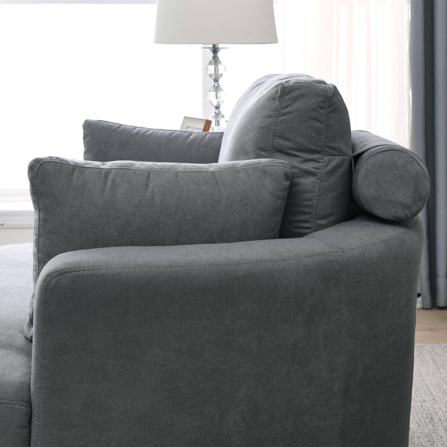 Linen Barrel Swivel Chair With Storage Ottoman - Furniture Home Direct