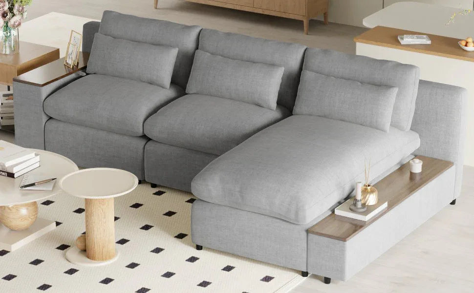 Sectional Sofa Modular With Removable Back Cushions Gray - Furniture Home Direct