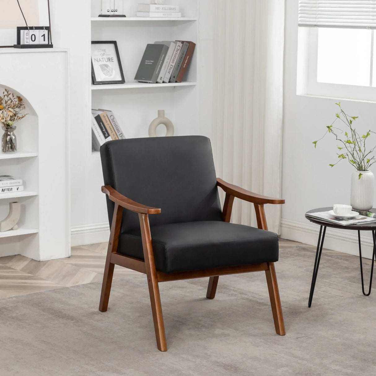 Accent Chair, Classic Mid Century Modern For Extra Seating - Furniture Home Direct