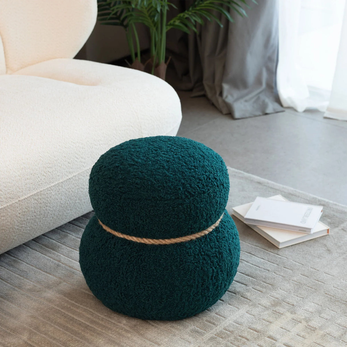 Snowman Stool With Cushion And Solid Wood Frame - Furniture Home Direct