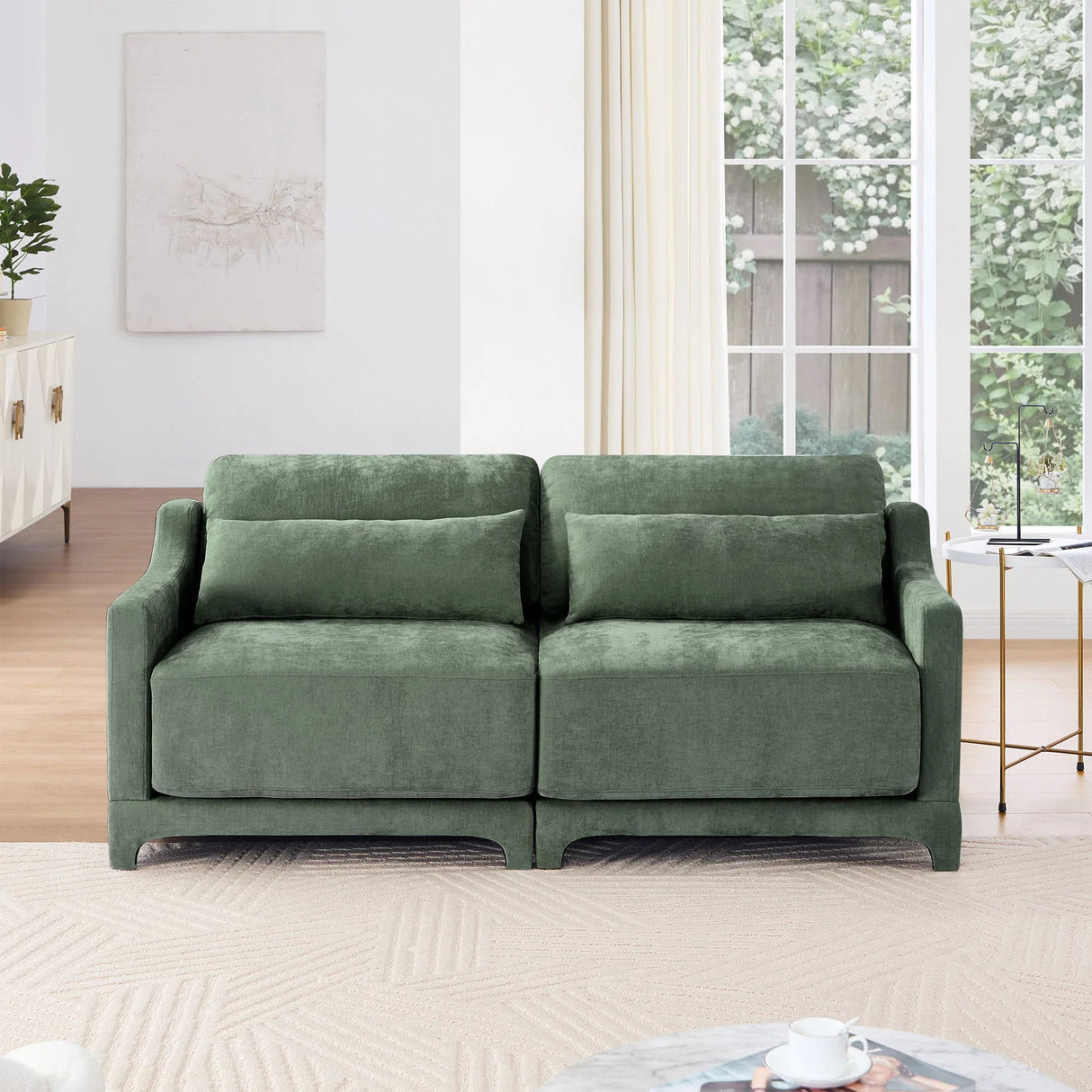 Elegant Sofa With Ergonomic Design And Lumbar Pillows - Furniture Home Direct