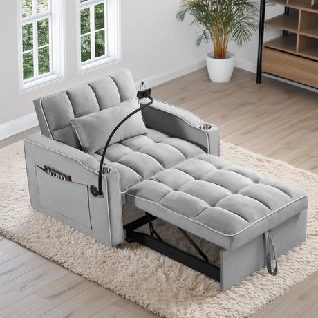 Convertible Sleeper Chair Sofa Bed Adjustable Pull Out Sleeper Chair Bed Multi-Pockets Folding Sofa Bed For Living Room Bedroom Small Space, 3 In 1 Sofa Bed - Furniture Home Direct