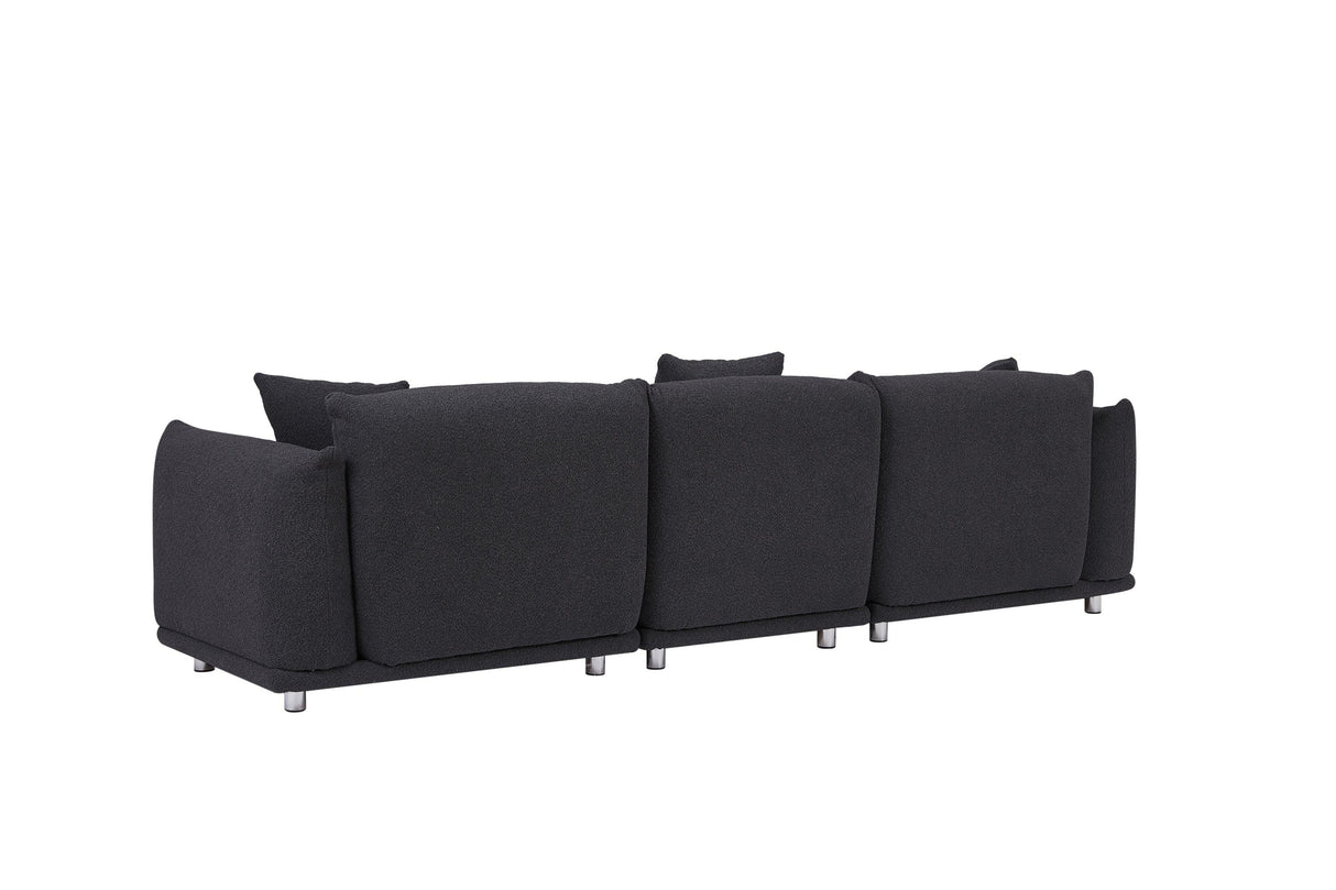 Sherpa Sofa With Metal Legs and 3 Pillows - Furniture Home Direct