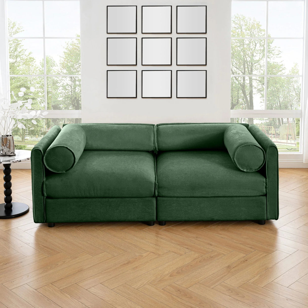 Stylish Chenille Sofa With Storage Seat And Cylindrical Backrest - Furniture Home Direct