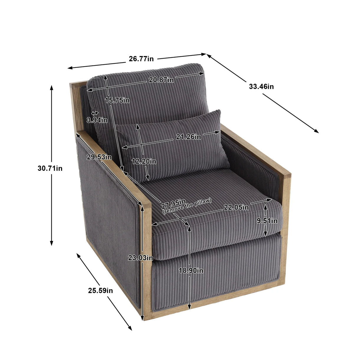 Comfy Accent Barrel Chair, 360 Degree Swivel - Furniture Home Direct