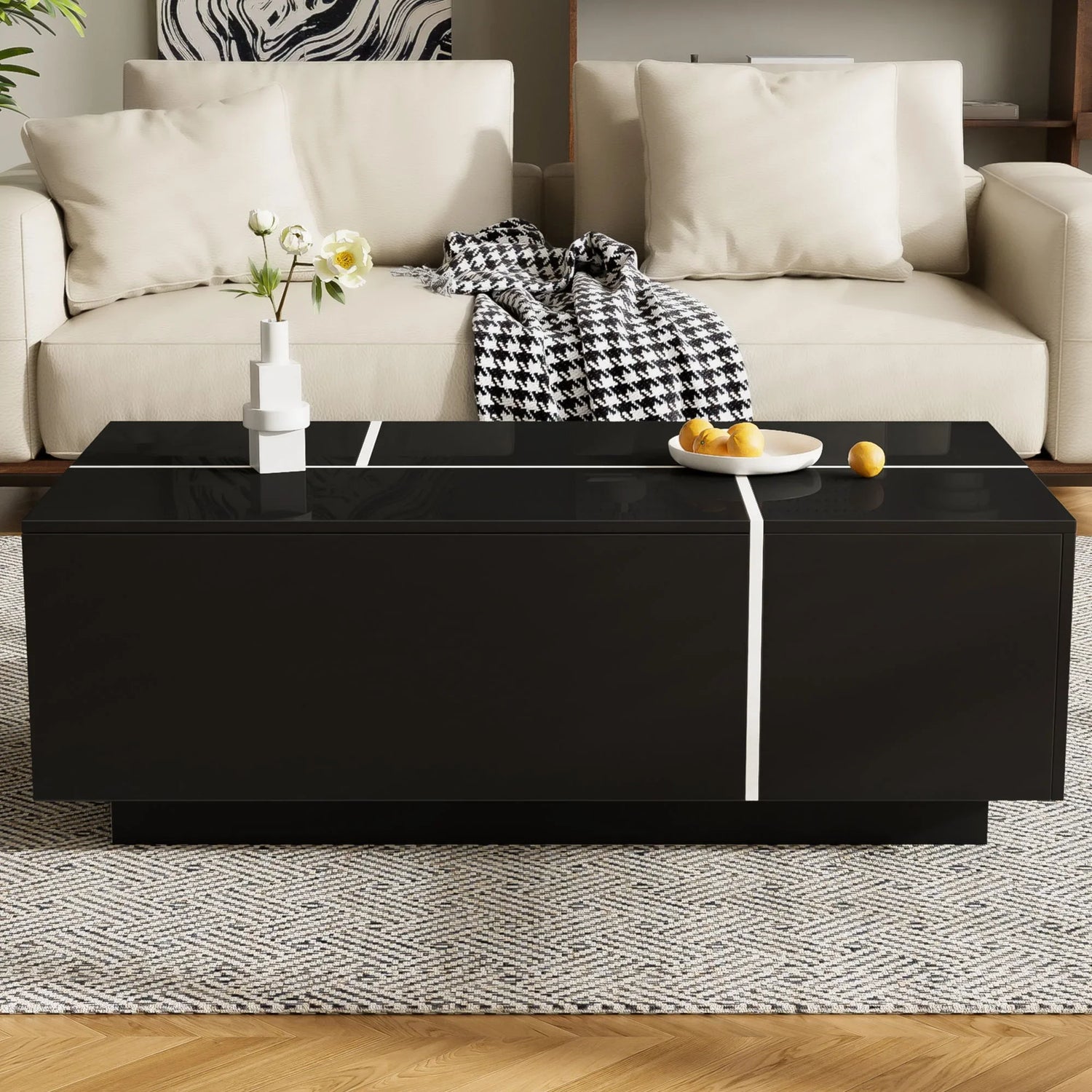 Extendable Coffee Table With 2 Hidden Storage Space And 2 Drawers For Living Room - Furniture Home Direct