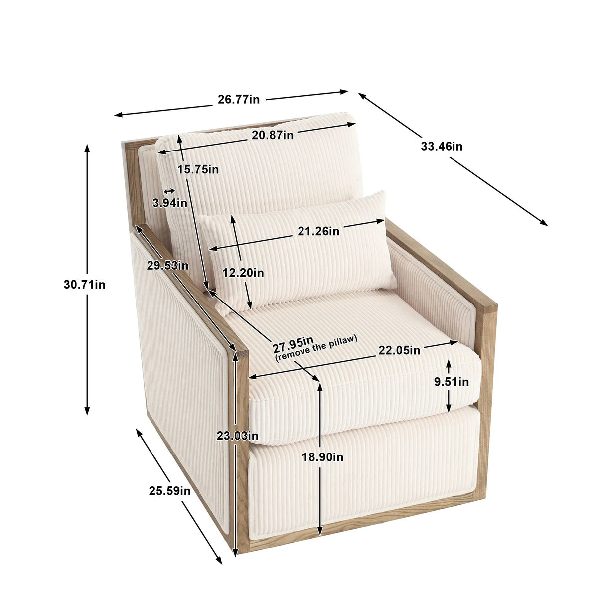 Comfy Accent Barrel Chair, 360 Degree Swivel - Furniture Home Direct