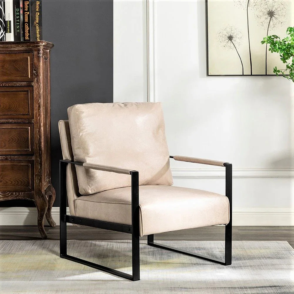 Classic Mid Century Modern Accent Chair With Durable Square Metal Frame, Armchair - Furniture Home Direct