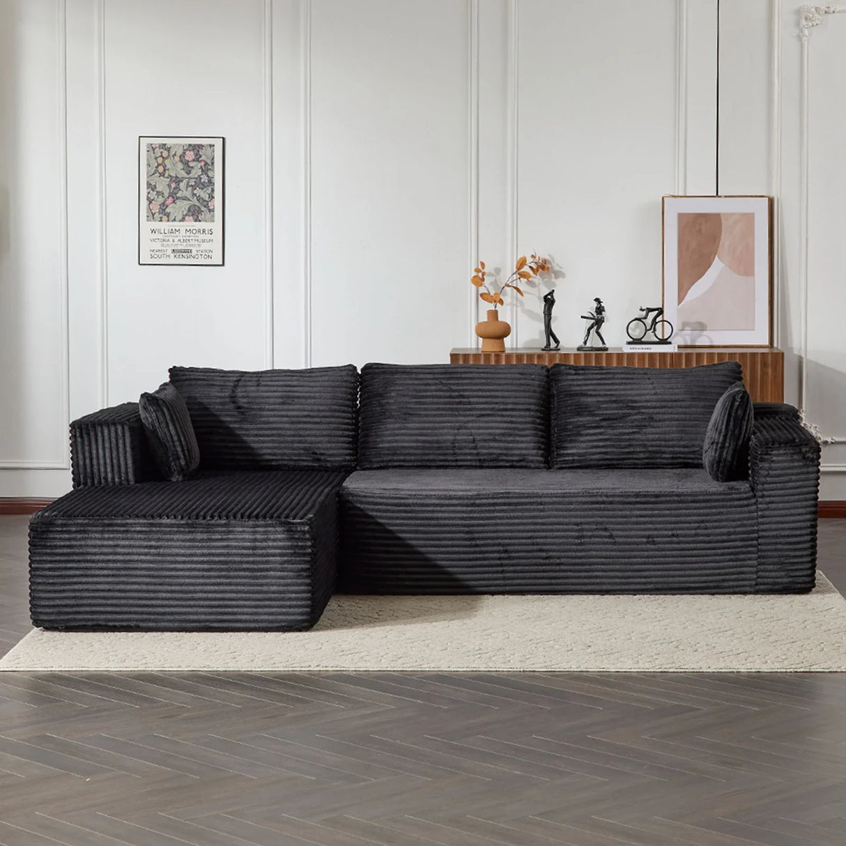 Compression Sectional Couch With Comfy Chaise, Boneless L Shape Sofa With Deep Seat - Furniture Home Direct