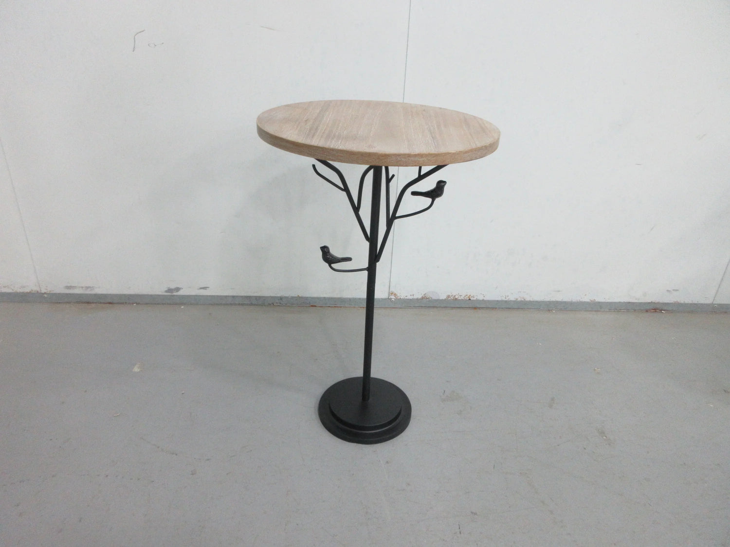 Round Side Table Metal Base With Wooden Top Natural - Furniture Home Direct