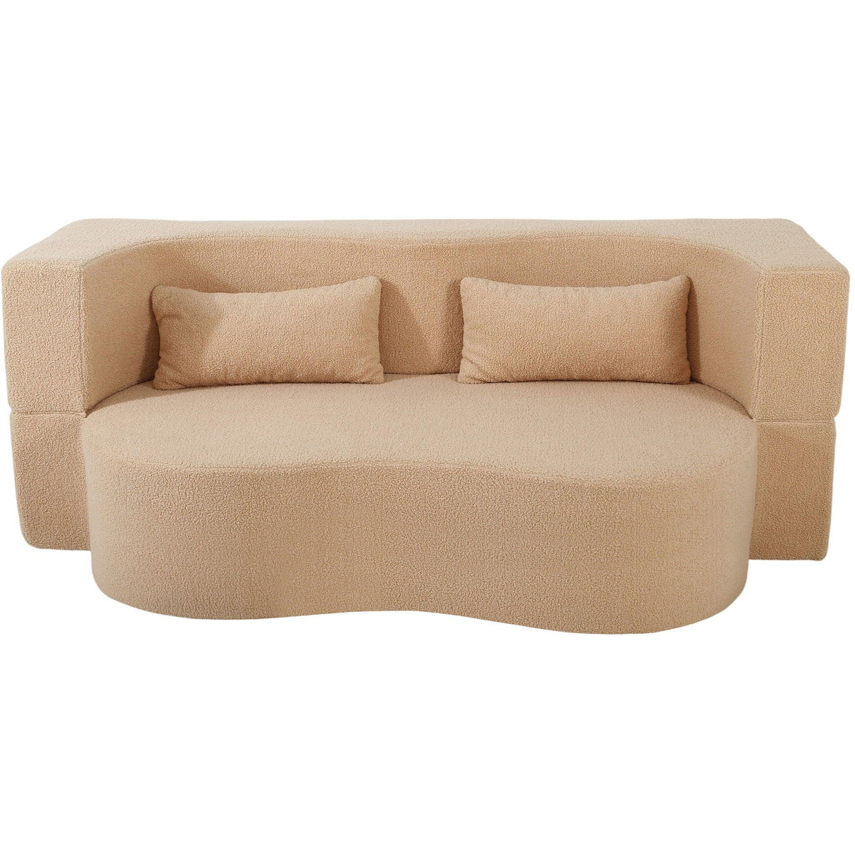 2 In 1 Convertible Full Size Folding Loveseat Couch With Soft Teddy Fabric - Furniture Home Direct