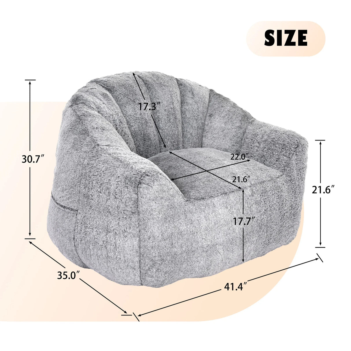 Beanbag Chair, Beanbag Sofa Chair With Armrests Stuffed High Density Foam - Furniture Home Direct