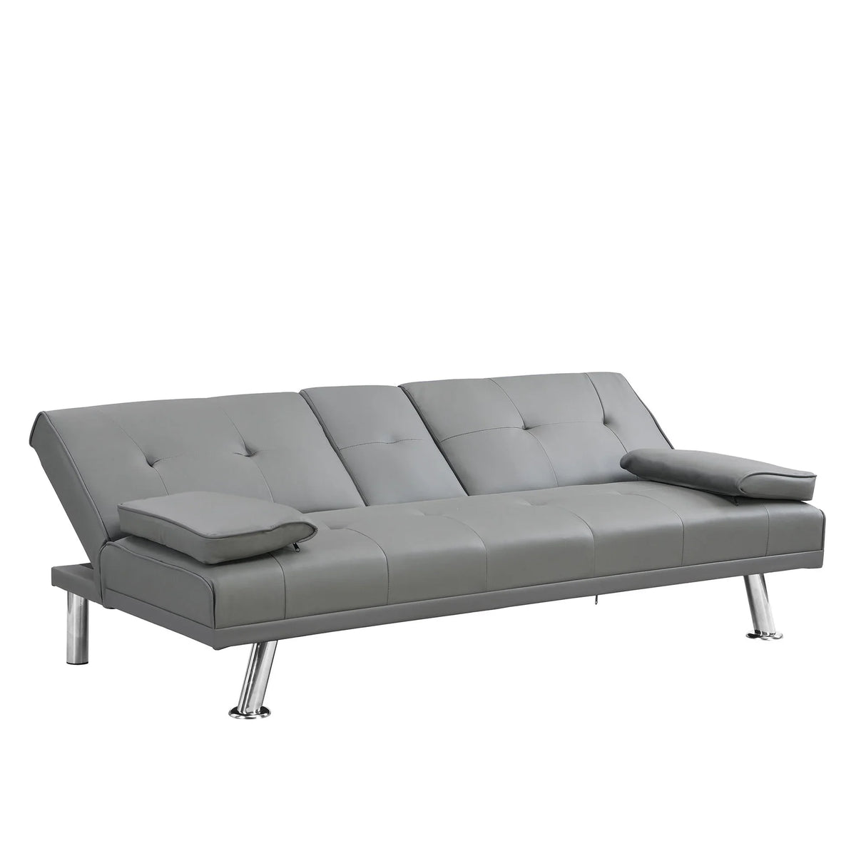 Modern Sofa Bed With Armrest 2 Holders, Wood Frame & Stainless Leg - Furniture Home Direct