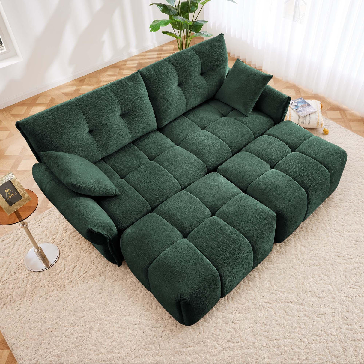 Sofa Set With Ottoman And Pillows, Textured, High Resilience Cushions - Furniture Home Direct