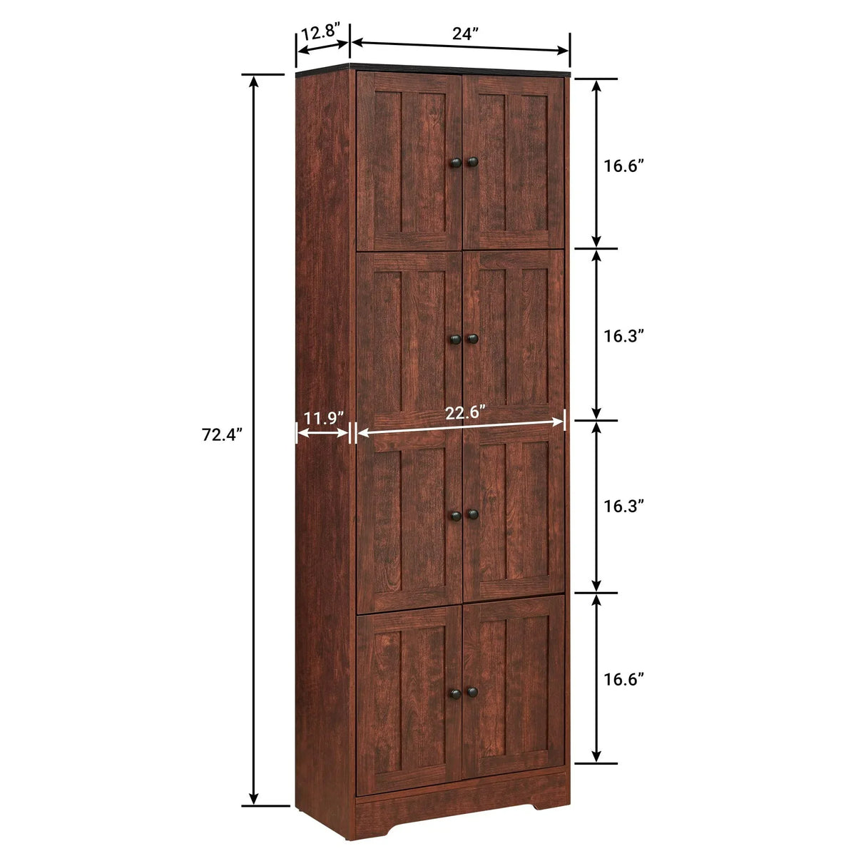 Tall Storage Cabinet With 8 Doors And 4 Shelves, Wall Storage Cabinet For Living Room, Kitchen, Office, Bedroom, Bathroom - Furniture Home Direct