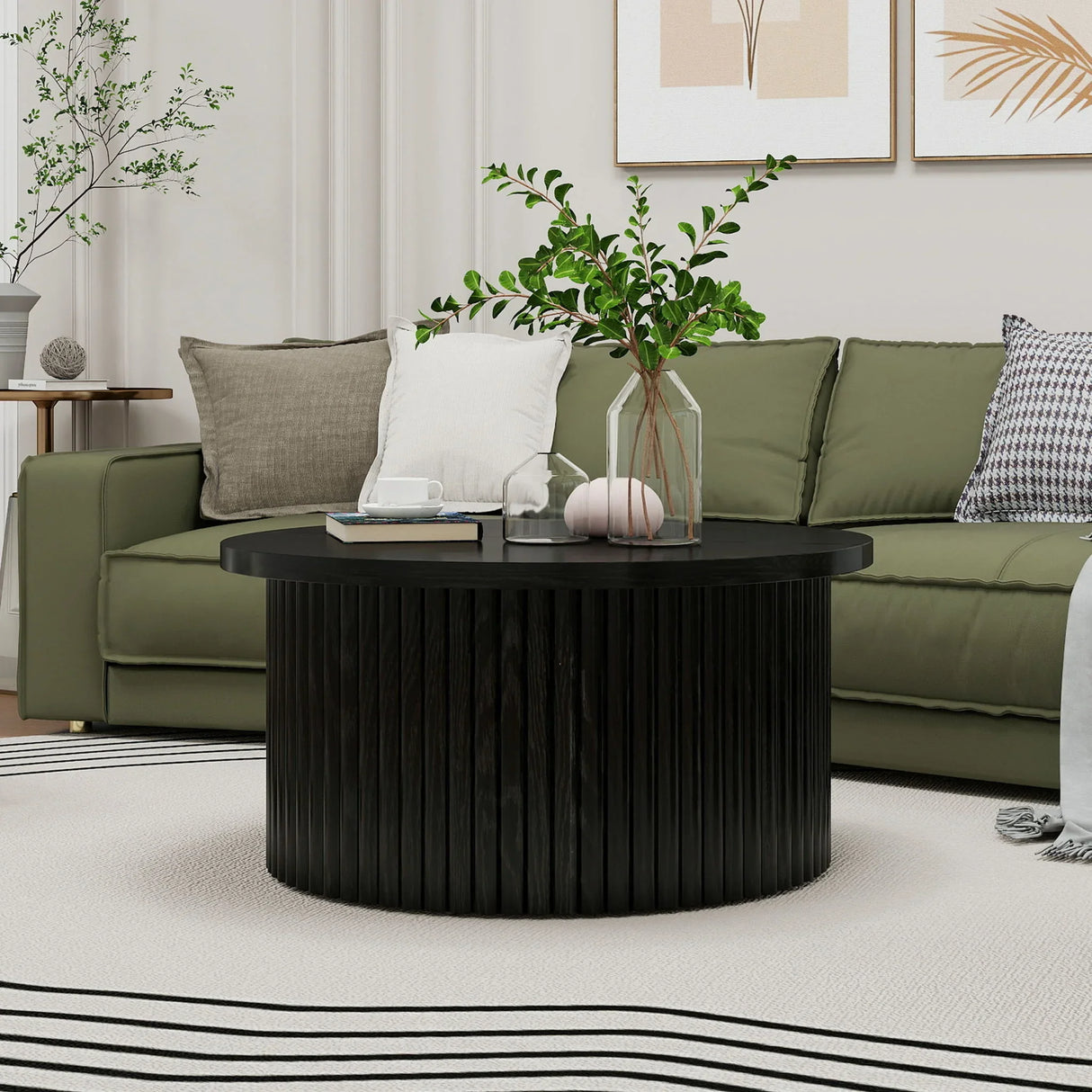 Coffee Table, Round Coffee Table, Modern Side Tables Accent End Table For Living Room, Apartment - Black - Furniture Home Direct