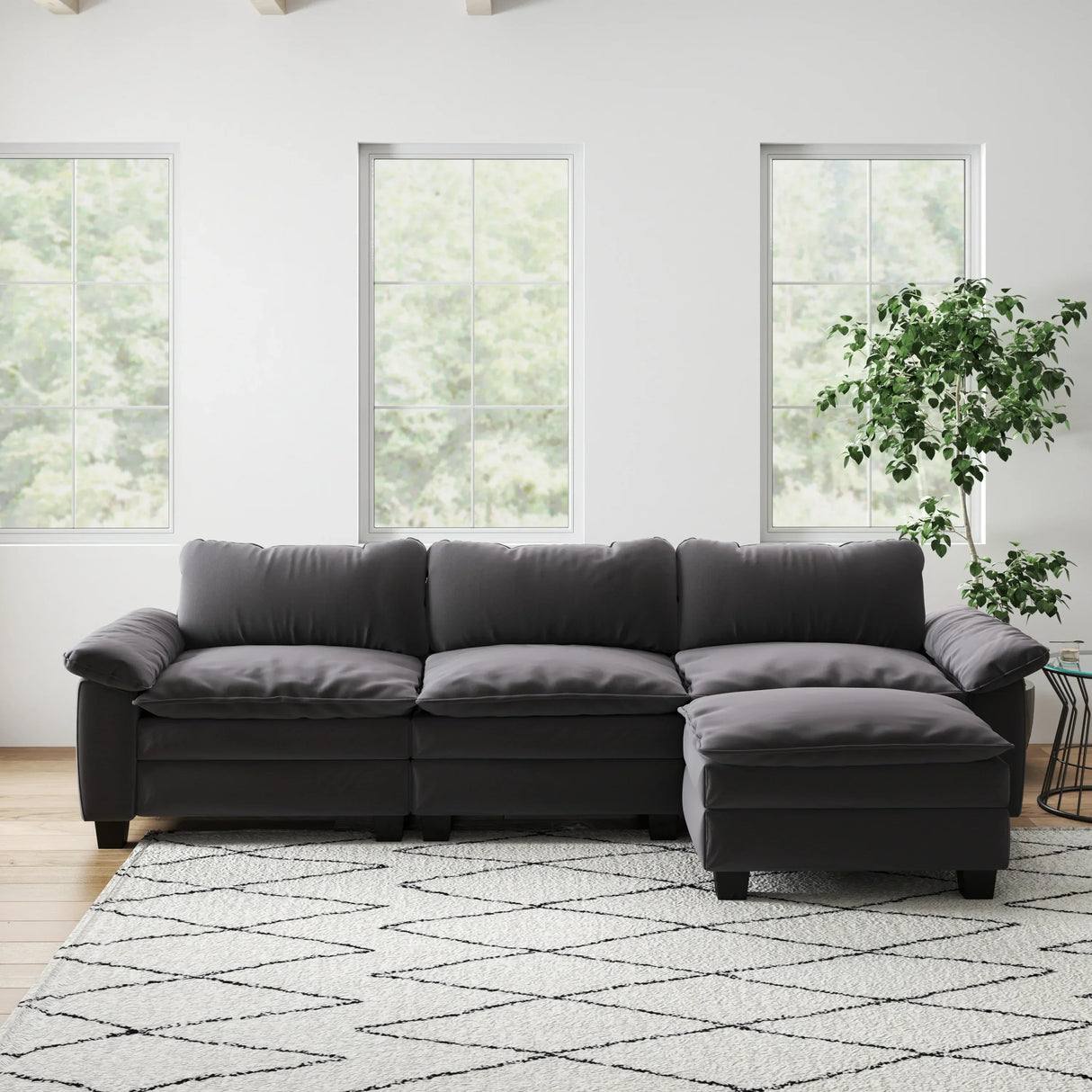 Living Room Bundle - Sectional + Rug + Accent Tables - Furniture Home Direct