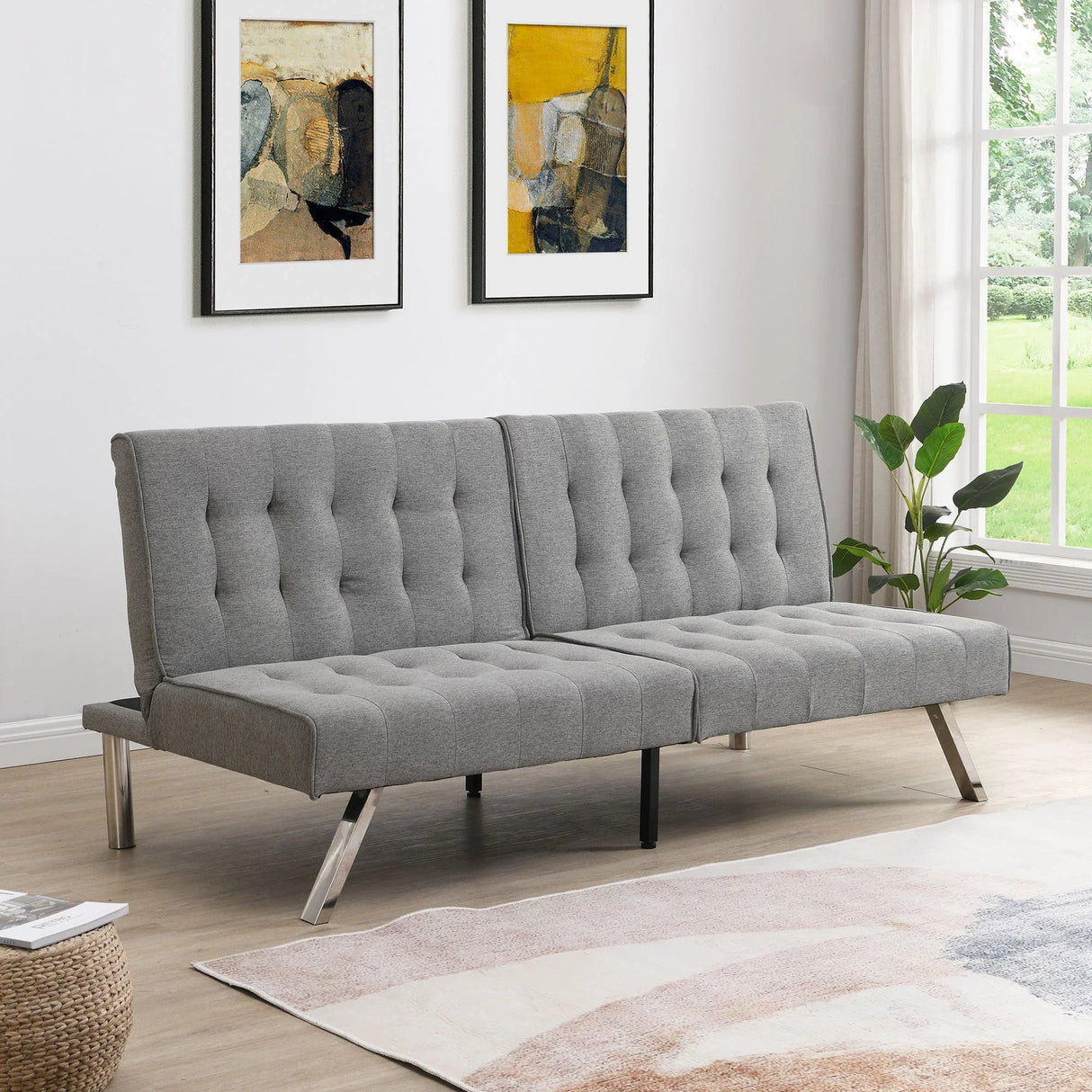Modern Sofa Bed With Wood Frame And Stainless Legs - Furniture Home Direct