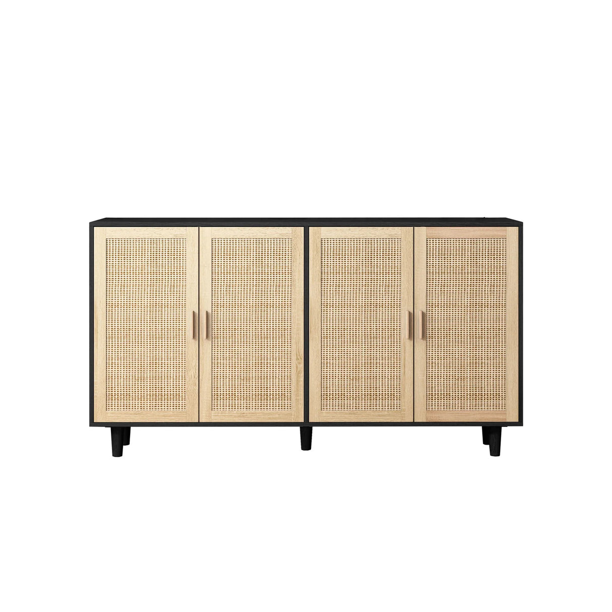 Elegant And Functional Rattan Decorative Storage Cabinet With 4 Doors - Furniture Home Direct
