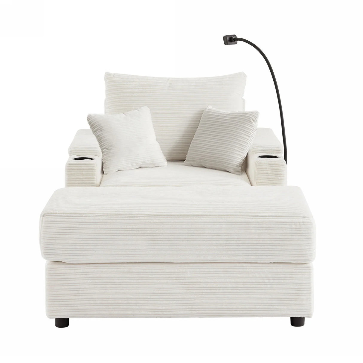 Single Sofa Couch With Storage Space, Movable Ottoman, USB Ports, Cup Holders, Phone Holder - Furniture Home Direct