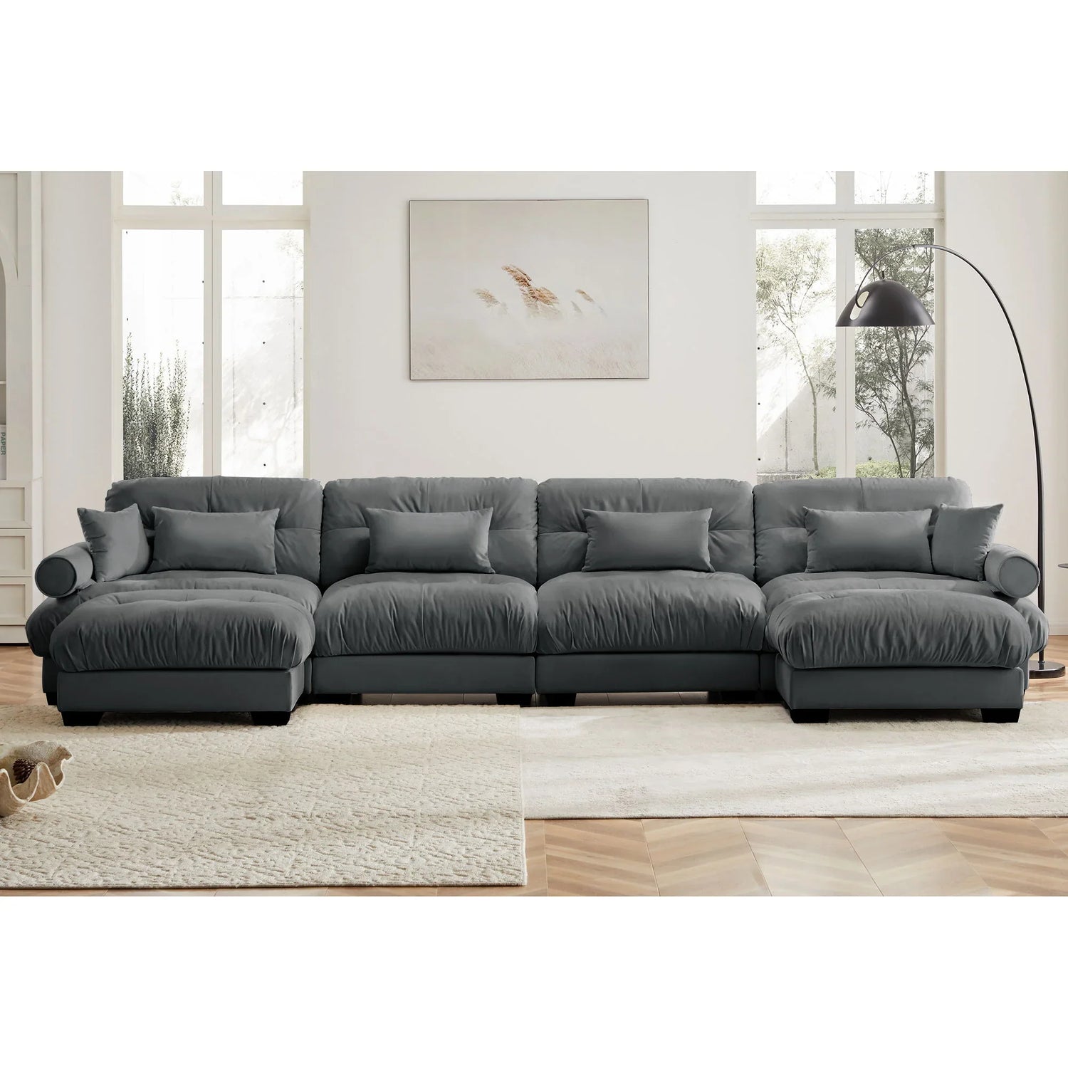 Super Comfort Oversized Modular Sectional Sofa With Movable Ottoman - Furniture Home Direct