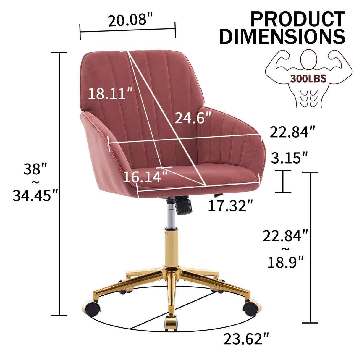 Adjustable Ergonomic Swivel Office Chair - Furniture Home Direct