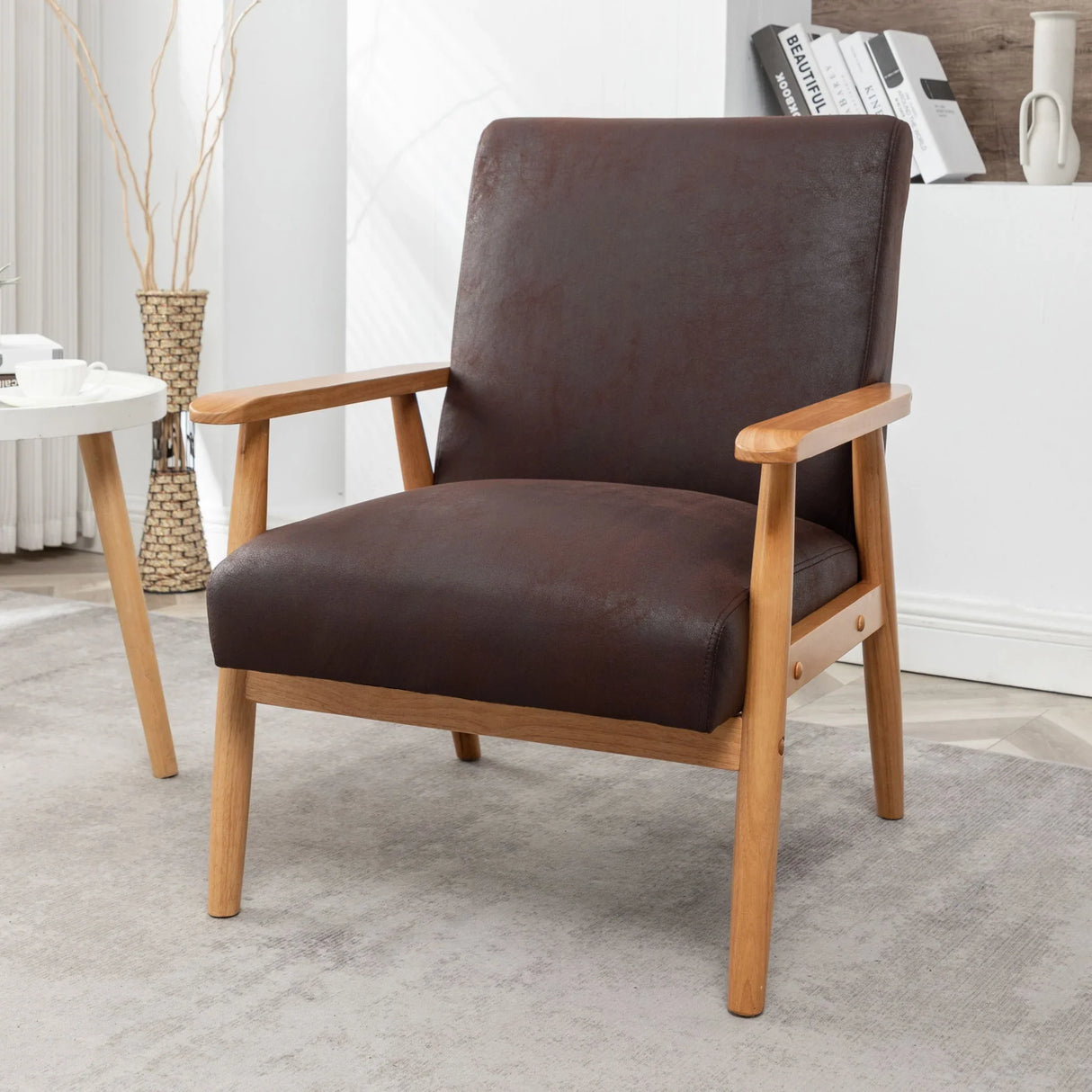 Wide Classic Mid-Century Modern Arm Chair - Furniture Home Direct