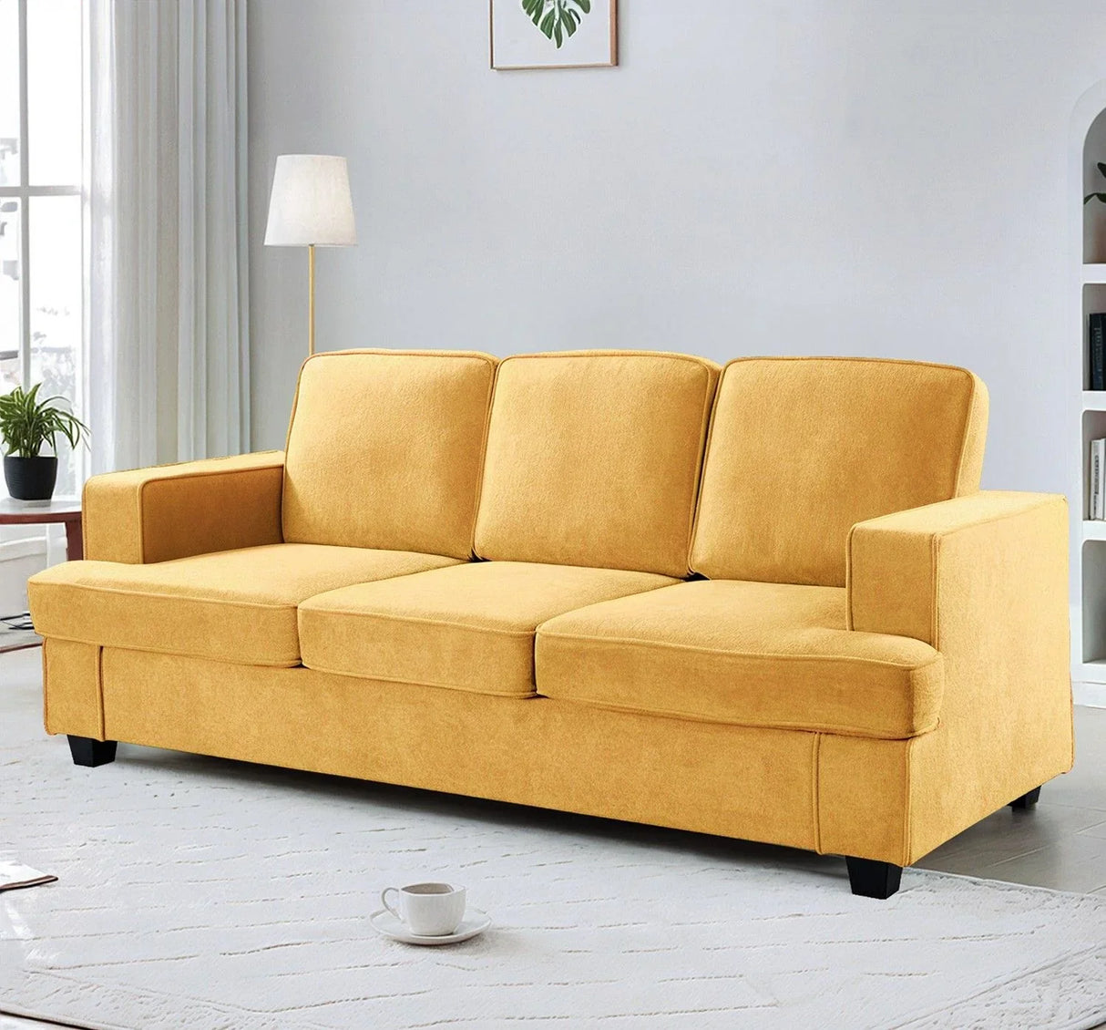 Modern Sofa, Comfortable 3 Seater Couch With Deep Seating, Loose Back Cushions, Wide Arms - Furniture Home Direct
