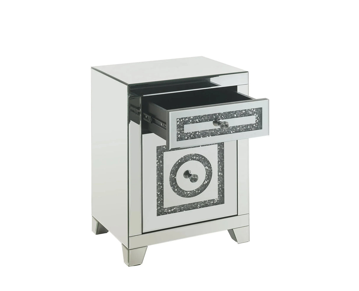Noralie - Accent Table Mirrored Faux Dimaonds - Silver - Furniture Home Direct