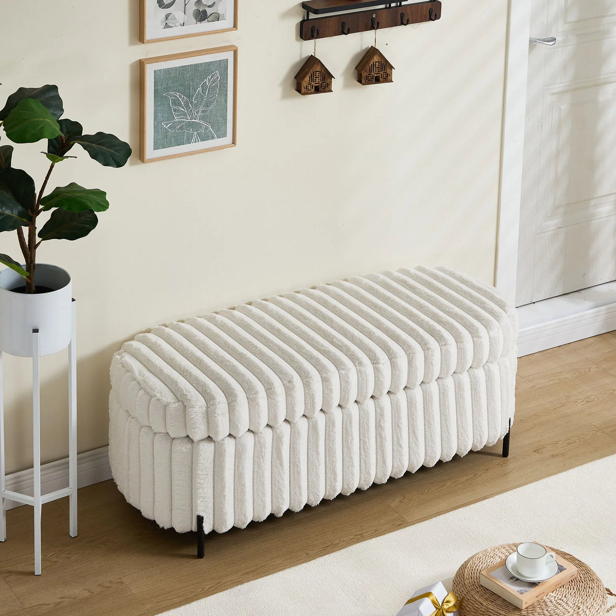 Flip Top Storage Bench With Metal Legs - Furniture Home Direct
