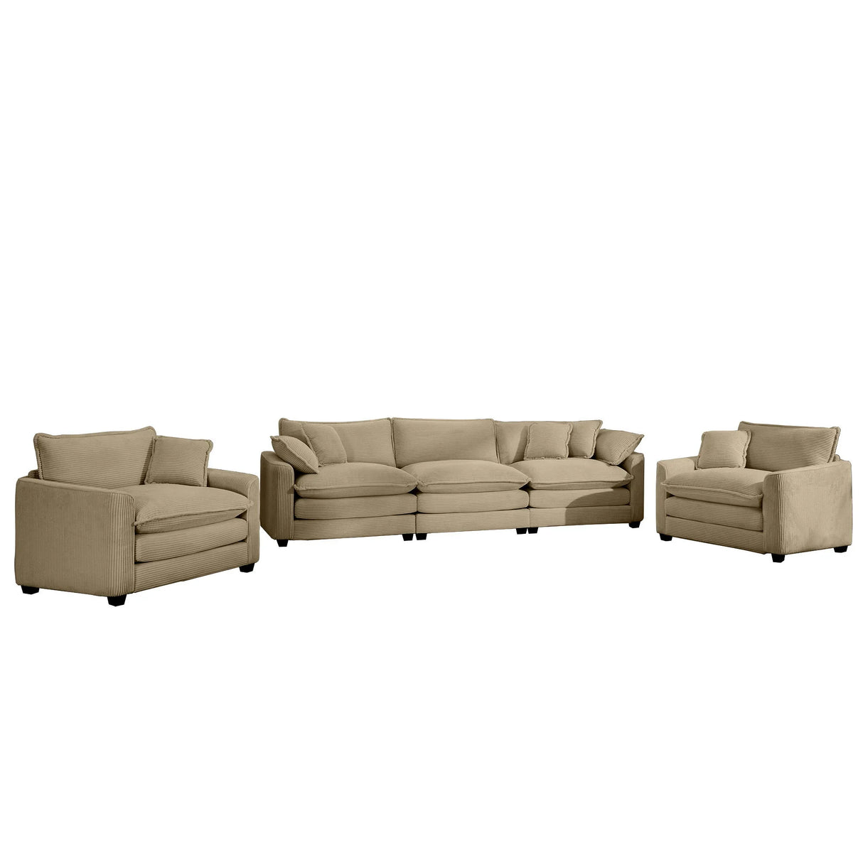 Elegant Corduroy Oversized Sectional Sofa Set With Deep Seats And Flexible Layout - Furniture Home Direct