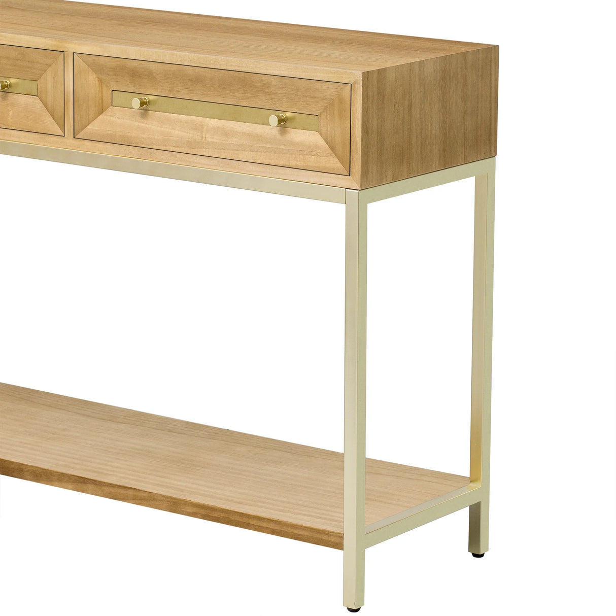 Console Table With Two Drawers Geometric Design Natural - Furniture Home Direct