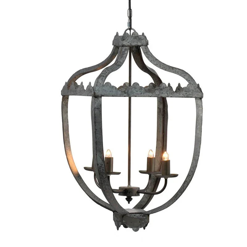 4 Light Metal Chandelier, Hanging Light Fixture With Adjustable Chain For Kitchen, Bulb Not Included - Gray - Furniture Home Direct