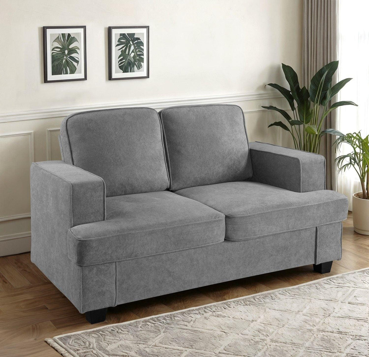 Modern Loveseat, Comfortable 2 Seater Couch With Deep Seating, Loose Back Cushions, Wide Arms - Furniture Home Direct
