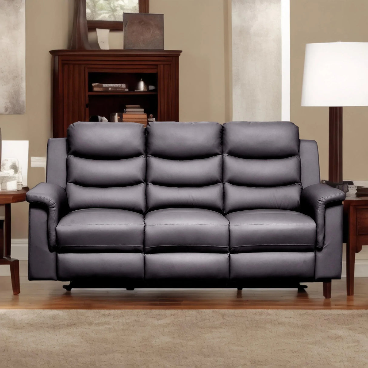 Reclining Sofa With Middle Console Slipcover, Stretch 3 Seat Reclining Sofa Covers - Black - Furniture Home Direct