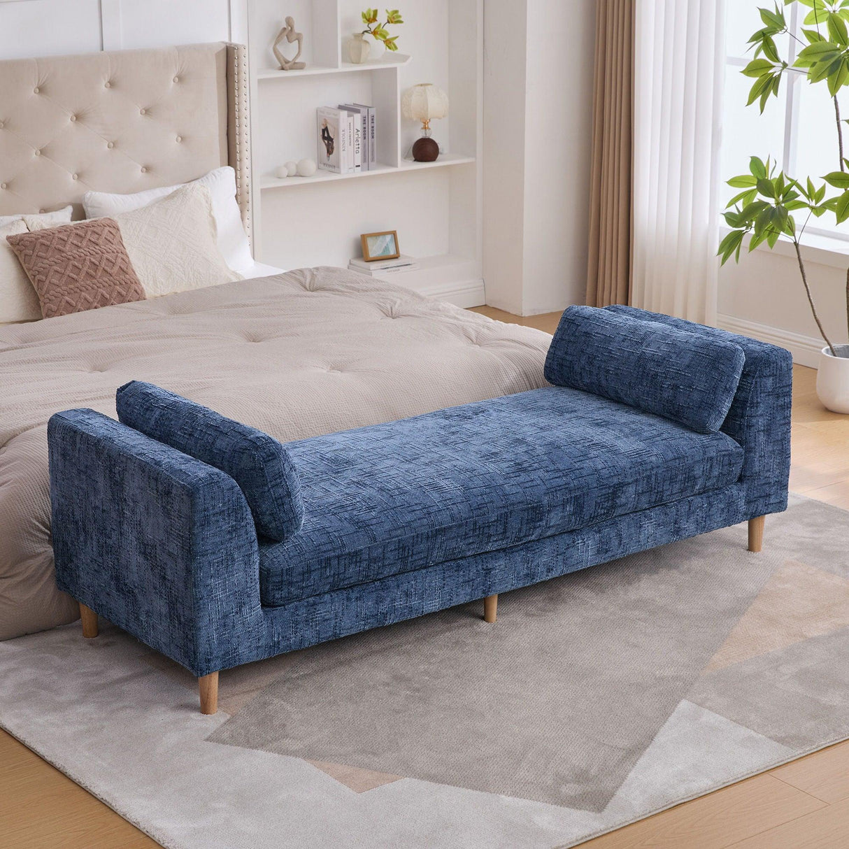 Modern Upholstered End Of Bed Bench With Armrests - Furniture Home Direct