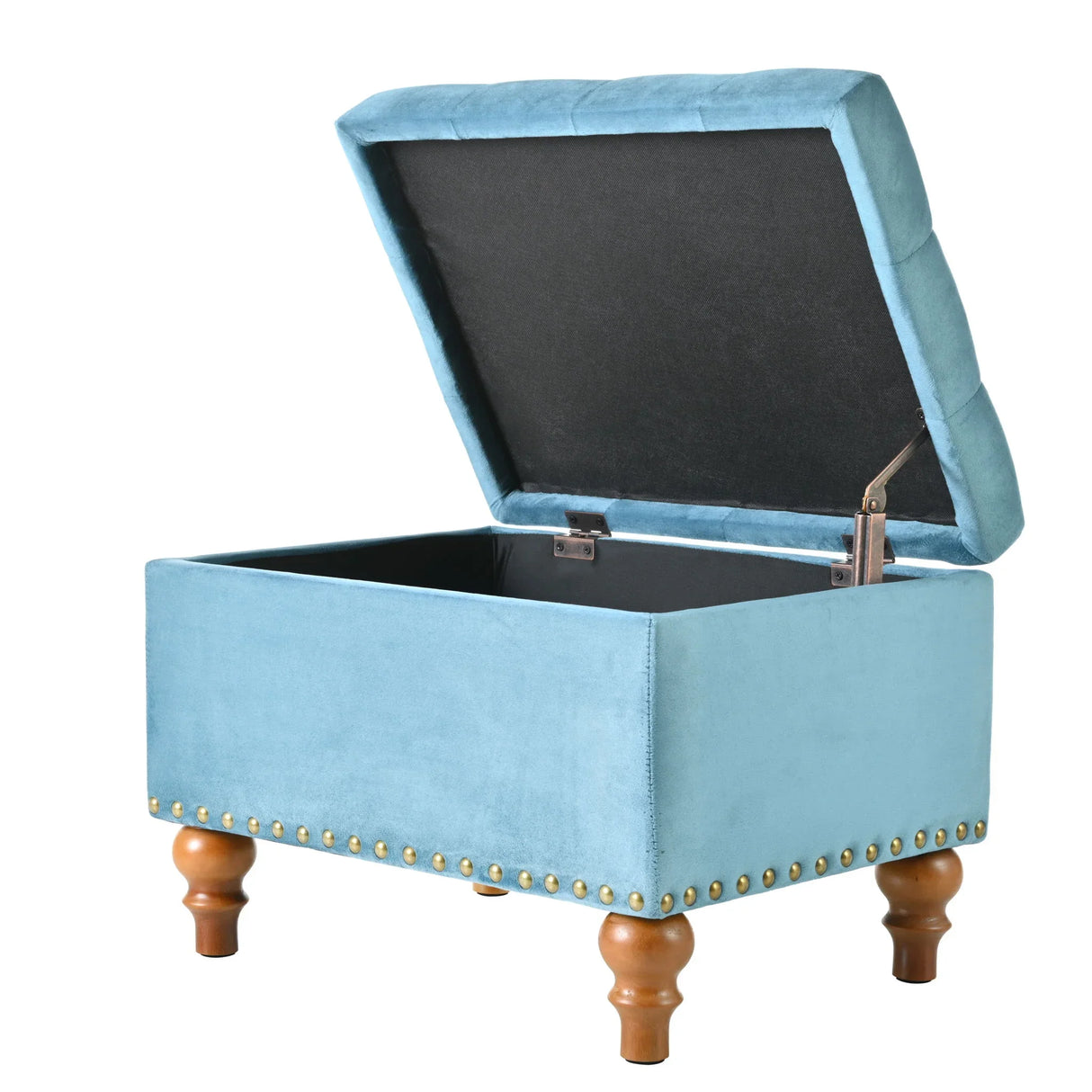 Upholstered Ottoman With Storage And Rivet Trim - Furniture Home Direct