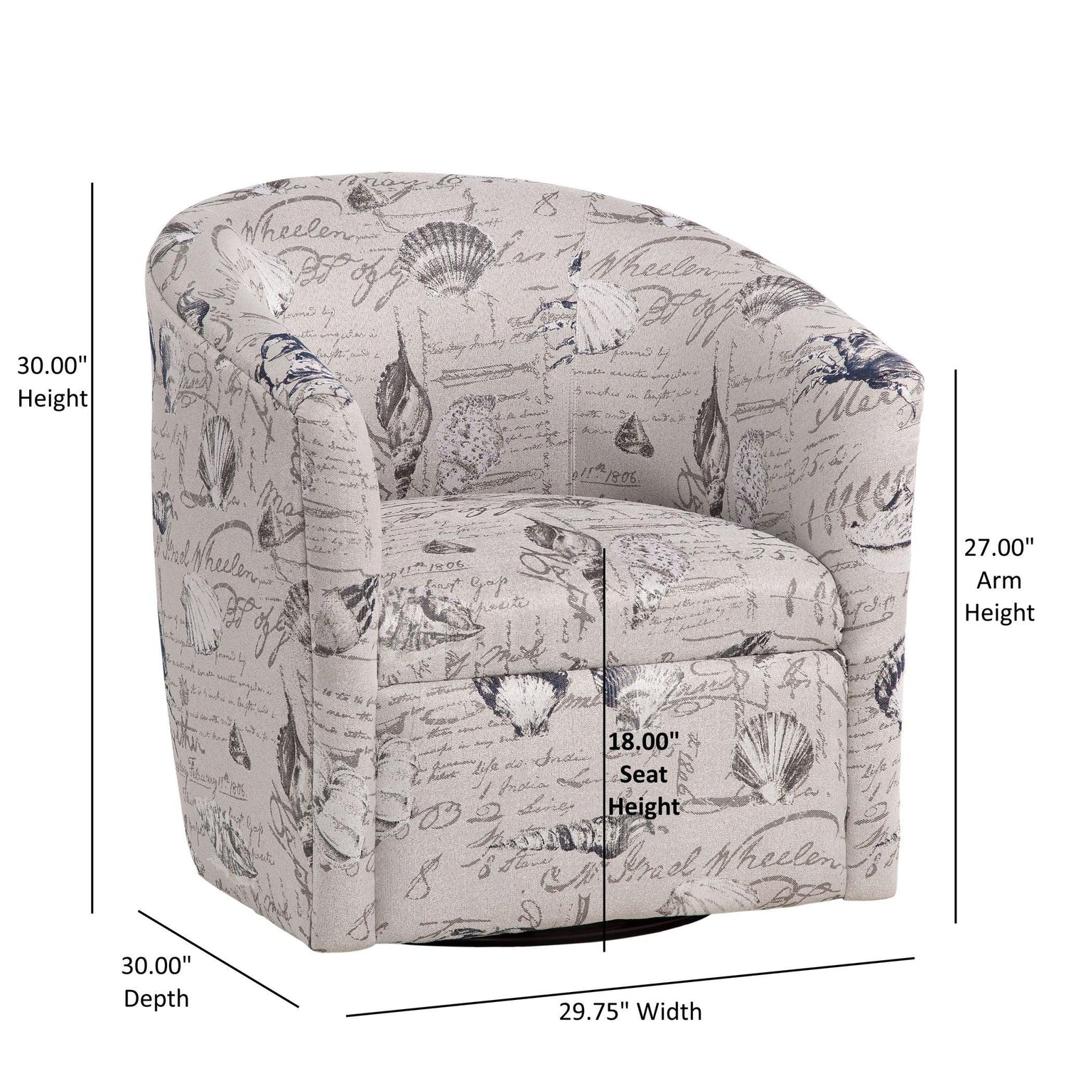 Boardwalk - Swivel Accent Chair Polyester Fabric - Gray - Furniture Home Direct