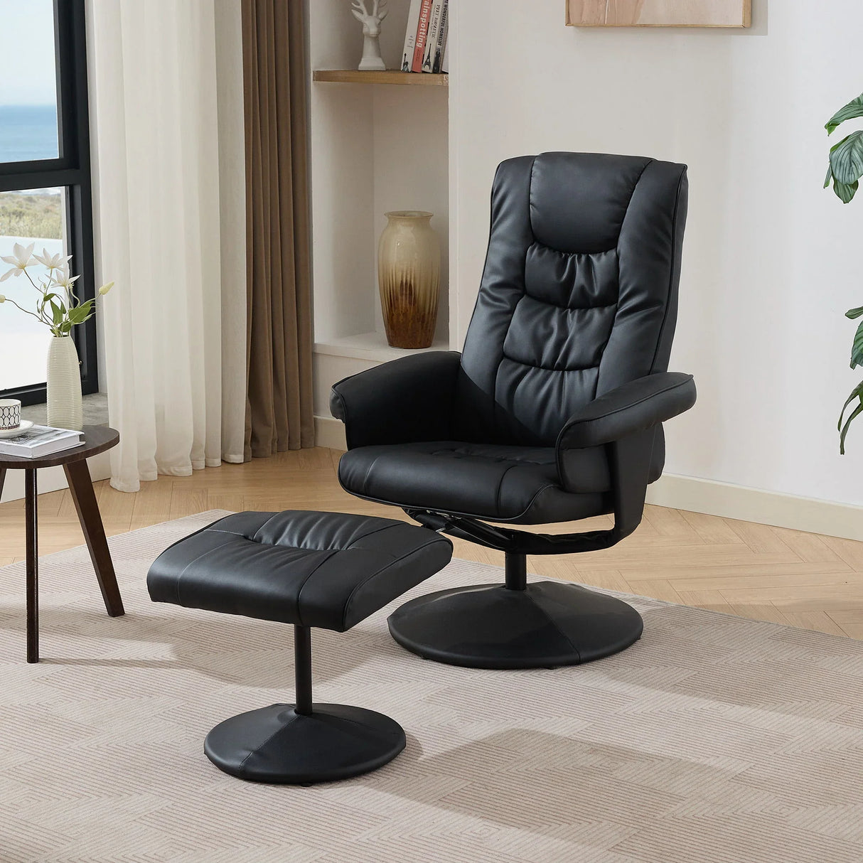 Recliner Chair With Ottoman, 360° Swivel Massage Lounge Chair With 5-Point Vibration & Heated Seat - Furniture Home Direct