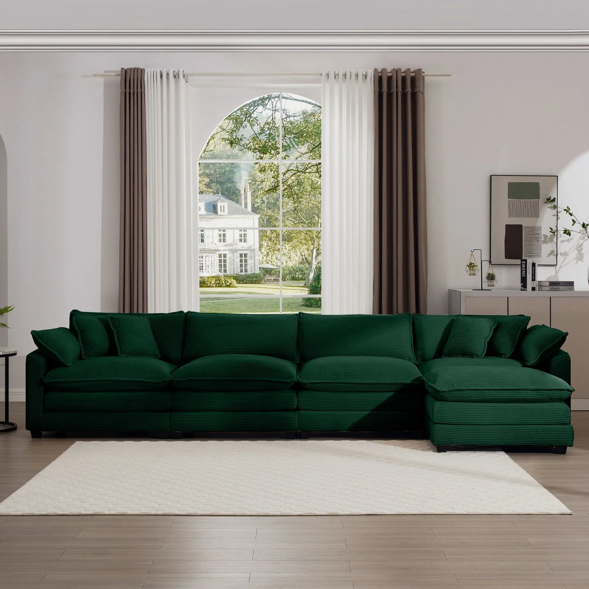 Modern Oversized Modular Cushion Sofa With Ottoman, Low Back, Deep Seating Sofa Set - Furniture Home Direct