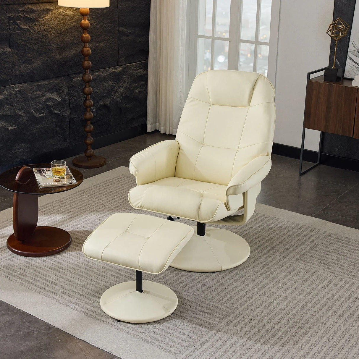 360° Swivel Reclining Chair With Wrapped Base, 5 Point Vibration Massage - Furniture Home Direct