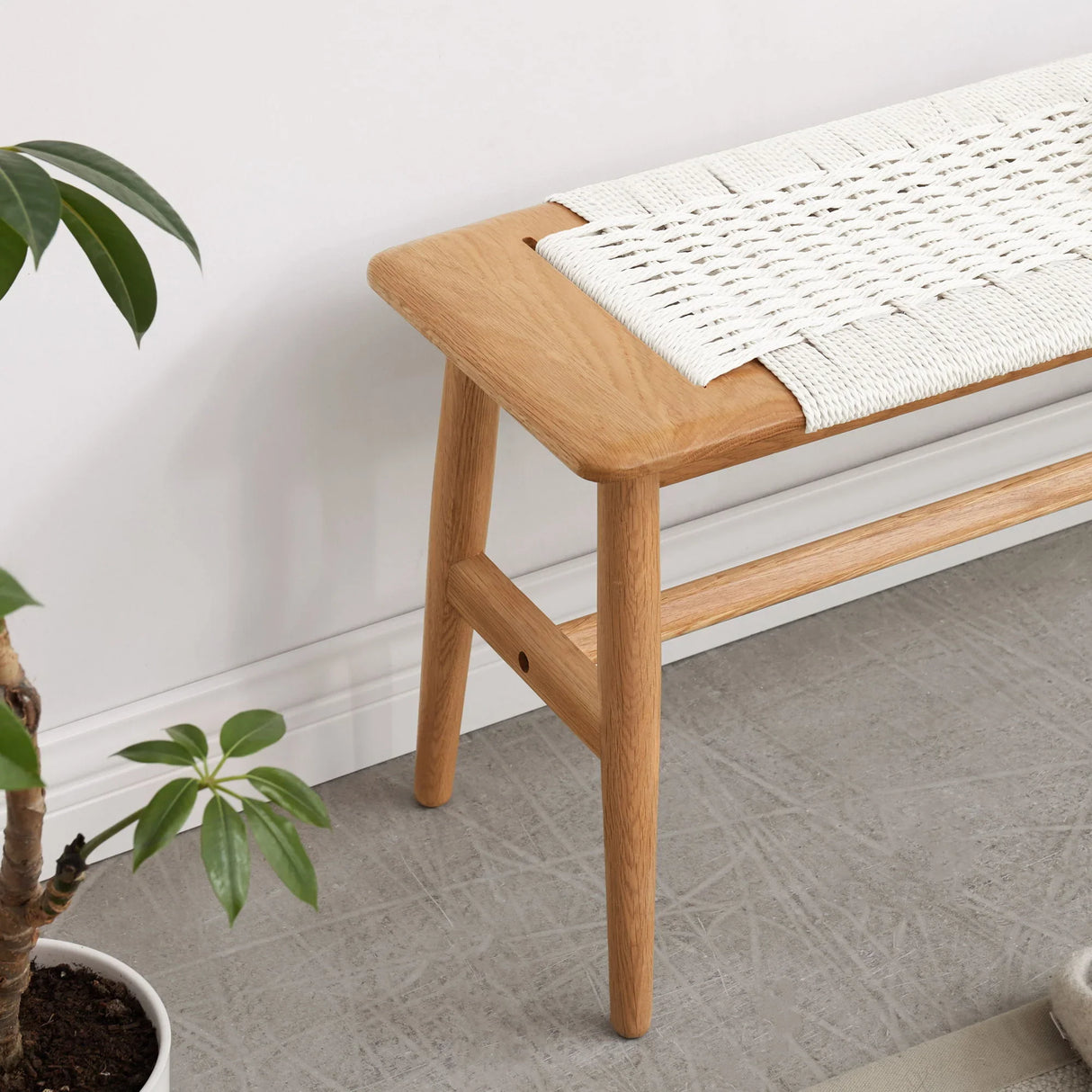 Wood Accent Bench - White / Natural Oak - Furniture Home Direct